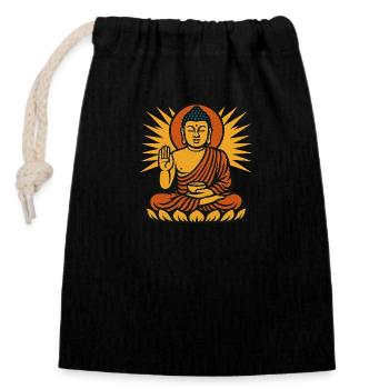 Buddha - Verschließbarer Geschenkbeutel aus Baumwolle (14x20cm) - Schwarz - Vorne