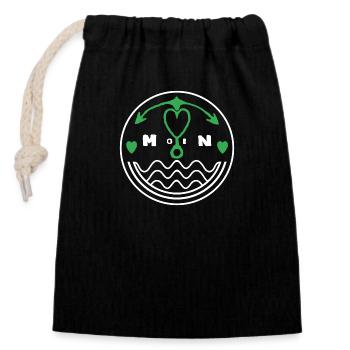 Moin dear anchor for the seagulls sailors - Closable cotton gift bag (14x20cm) - black - Front