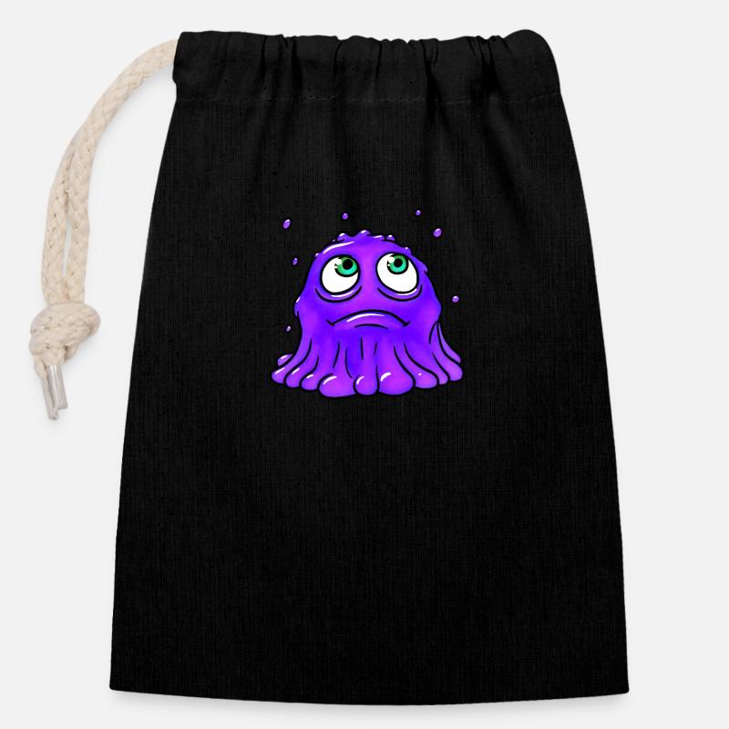 Monstre de bave violette - Sac cadeau en coton avec cordon (14 x 20 cm) - noir