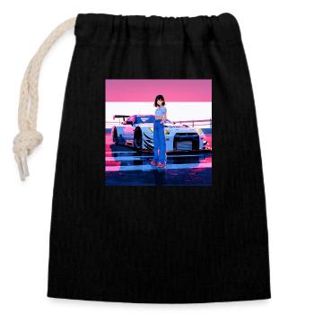 N-dless Nights: Anime Race day - Closable cotton gift bag (14x20cm) - black - Front