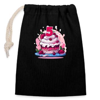 5 year old cake - Closable cotton gift bag (14x20cm) - black - Front