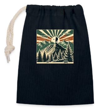 Wandern - Verschließbarer Geschenkbeutel aus Baumwolle (14x20cm) - Navy - Vorne