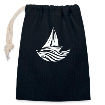 Segeln macht aus Wellen Lieblingskurven - Verschließbarer Geschenkbeutel aus Baumwolle (14x20cm) - Navy - Vorne