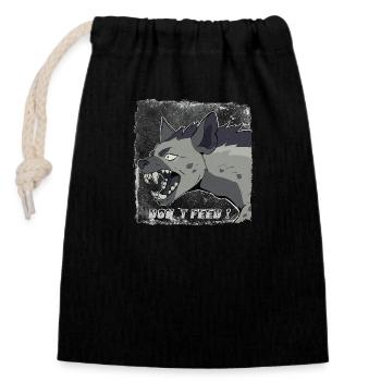 Hyena - Closable cotton gift bag (14x20cm) - black - Front