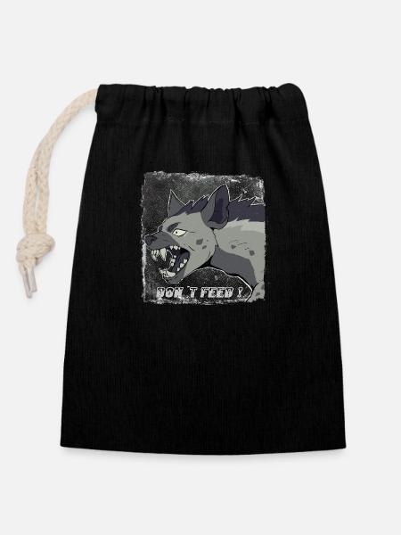 Hyena - Closable cotton gift bag (14x20cm) - black