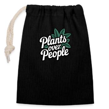 Les plantes plutôt que les gens - Sac cadeau en coton avec cordon (14 x 20 cm) - noir - Devant