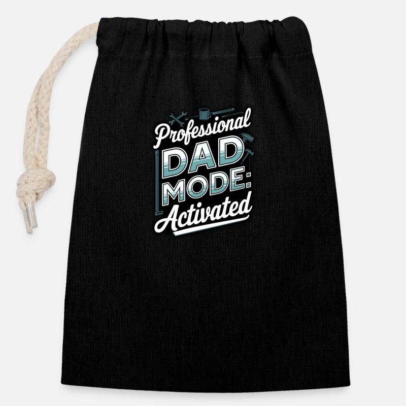 Mode papa professionnel : Activé - Sac cadeau en coton avec cordon (14 x 20 cm) - noir