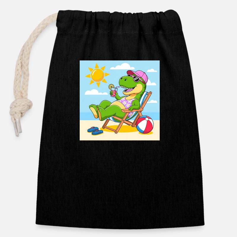 Rex on the beach - Closable cotton gift bag (14x20cm) - black