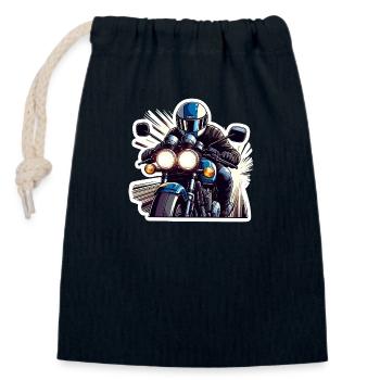 Retro Speed Biker - Verschließbarer Geschenkbeutel aus Baumwolle (14x20cm) - Navy - Vorne