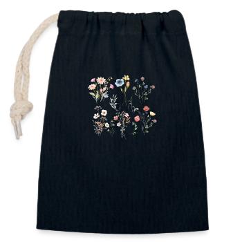 Boho Wildflowers - Closable cotton gift bag (14x20cm) - navy - Front