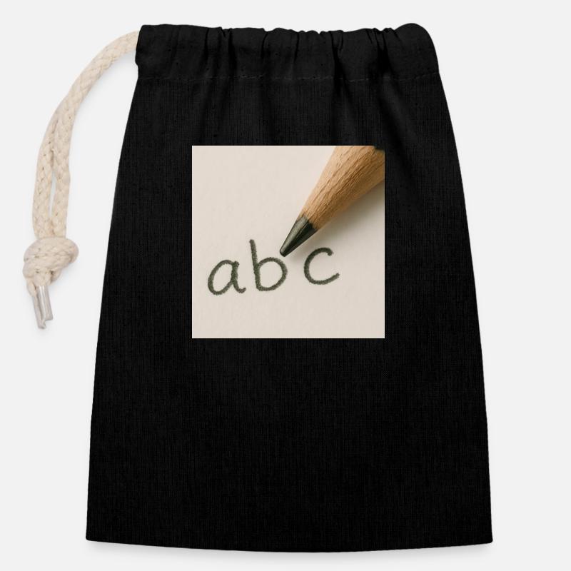 Writing - Closable cotton gift bag (14x20cm) - black