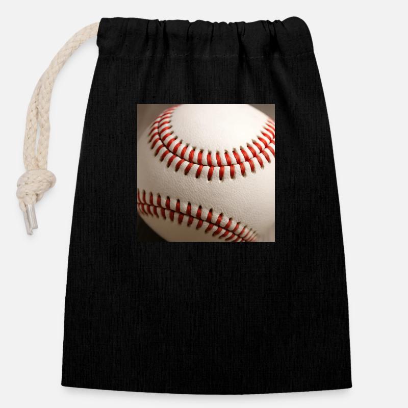 Baseball - Closable cotton gift bag (14x20cm) - black