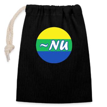 ~NU Logo | ~NU relations Design | Vector - Closable cotton gift bag (14x20cm) - black - Front