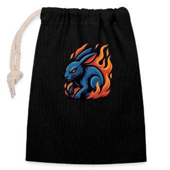 Rabbit – Moon Runner | Urban Zodiac Mascot - Closable cotton gift bag (14x20cm) - black - Front