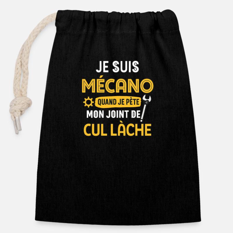 Mecano - Sac cadeau en coton avec cordon (14 x 20 cm) - noir