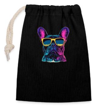 French Bulldog Französische Bulldogge - Verschließbarer Geschenkbeutel aus Baumwolle (14x20cm) - Schwarz - Vorne