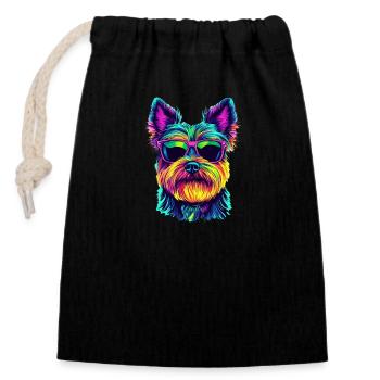 Yorki Yorkshire Terrier - Closable cotton gift bag (14x20cm) - black - Front