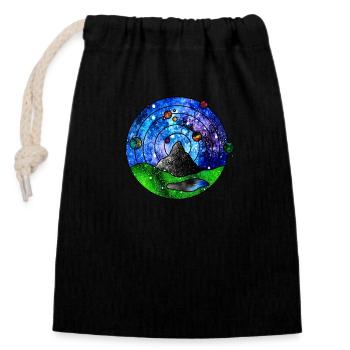 Kosmische Szenerie - Verschließbarer Geschenkbeutel aus Baumwolle (14x20cm) - Schwarz - Vorne