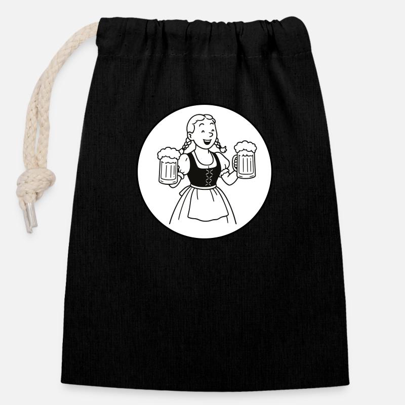 Bier mädchen - Sac cadeau en coton avec cordon (14 x 20 cm) - noir
