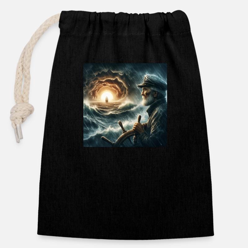 Sailor - Closable cotton gift bag (14x20cm) - black