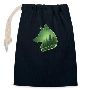 grüner Fuchskopf - WiederWilderLeben - Verschließbarer Geschenkbeutel aus Baumwolle (14x20cm) - Navy - Vorne