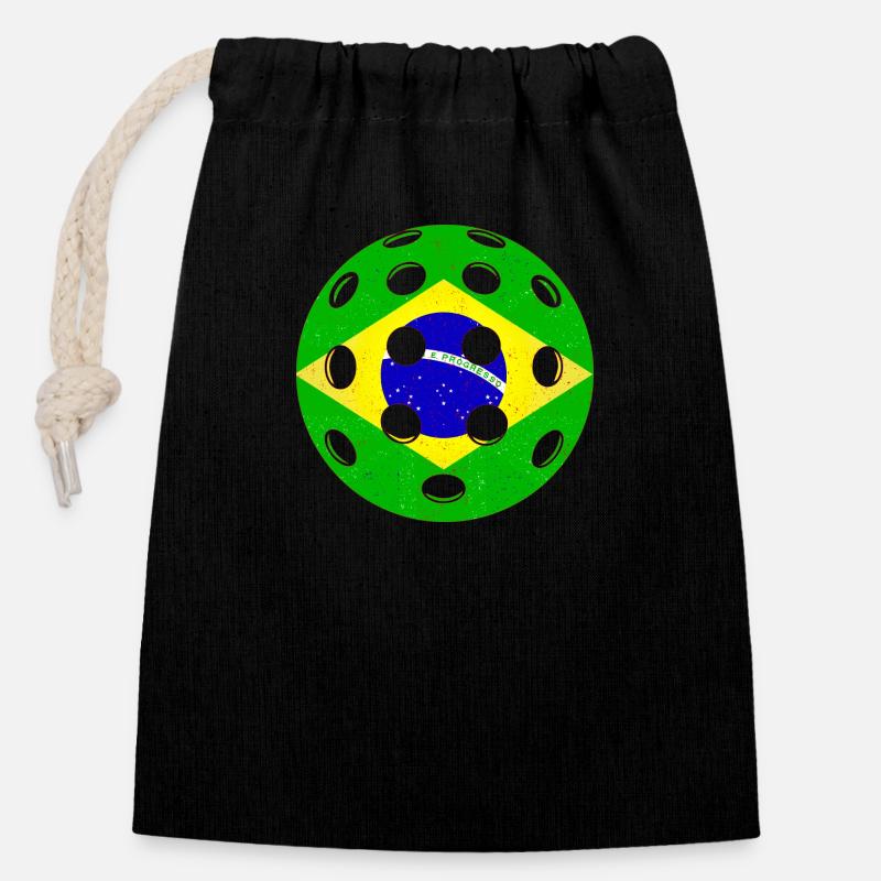 PICKLEBALL BRÉSIL - Sac cadeau en coton avec cordon (14 x 20 cm) - noir