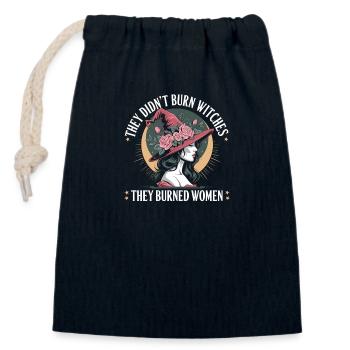 Ils ont brûlé les femmes : Sorcière des fleurs - Sac cadeau en coton avec cordon (14 x 20 cm) - bleu marine - Devant