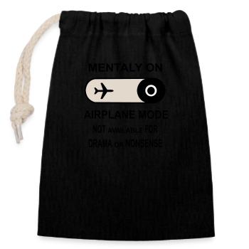 Mentally on Airplane Mode - Closable cotton gift bag (14x20cm) - black - Front