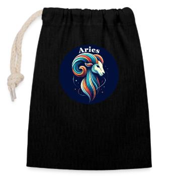 Aries Aries colorful - Closable cotton gift bag (14x20cm) - black - Front