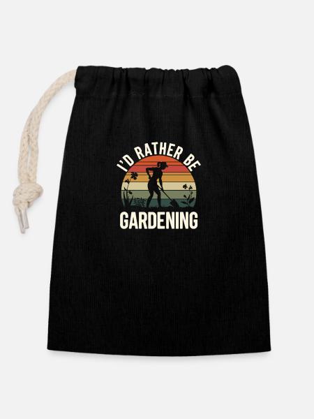 Lieber Gärtnern: Retro-Gartenliebe - Verschließbarer Geschenkbeutel aus Baumwolle (14x20cm) - Schwarz