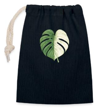 Monstera Albo – L’élégance en vert et blanc - Sac cadeau en coton avec cordon (14 x 20 cm) - bleu marine - Devant