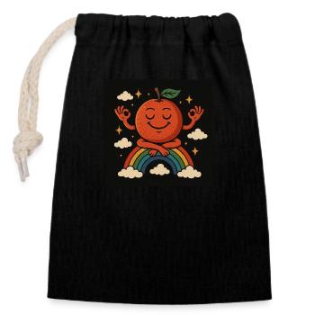 Orange arc-en-ciel - Sac cadeau en coton avec cordon (14 x 20 cm) - noir - Devant