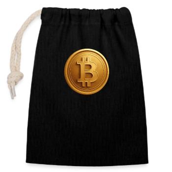 Bitcoin - Verschließbarer Geschenkbeutel aus Baumwolle (14x20cm) - Schwarz - Vorne