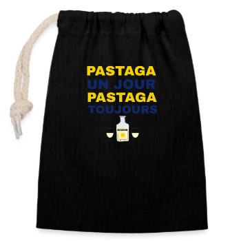 Pastaga un jour, pastaga toujours - Sac cadeau en coton avec cordon (14 x 20 cm) - noir - Devant