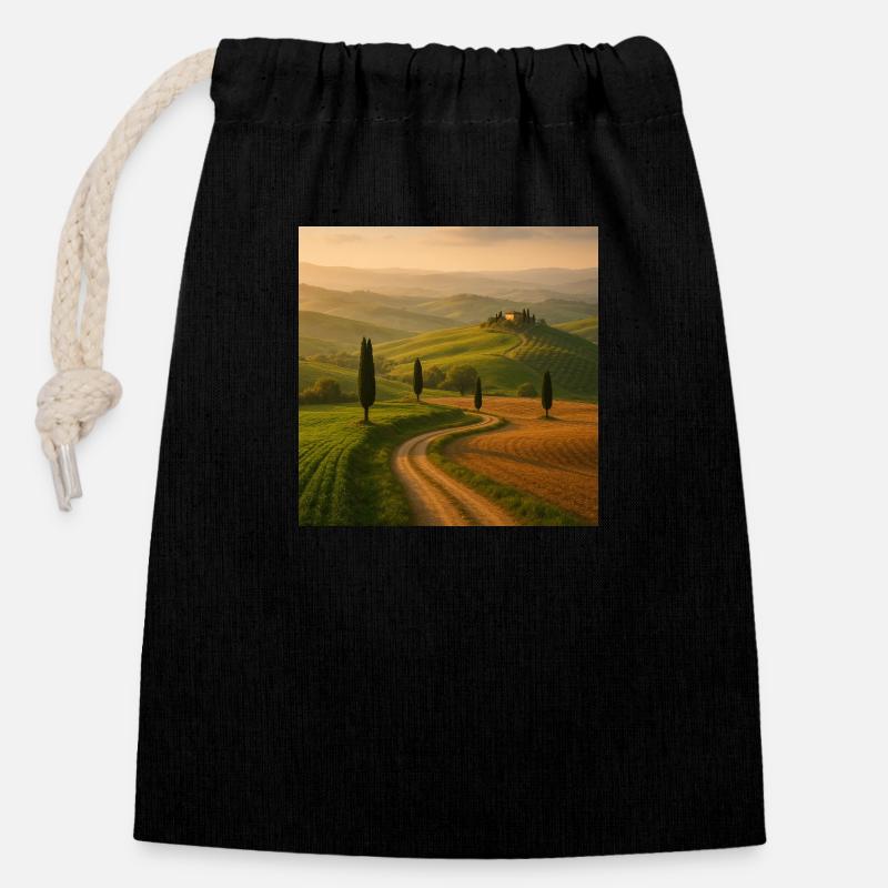 Schöne Landschaft - Verschließbarer Geschenkbeutel aus Baumwolle (14x20cm) - Schwarz
