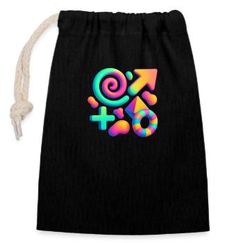 Neon Dreams – Explosion de formes abstraites en 3D - Sac cadeau en coton avec cordon (14 x 20 cm) - noir - Devant