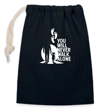 Father and Daughter Dad Child Daughter Footprint - Closable cotton gift bag (14x20cm) - navy - Front