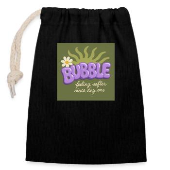 BUBBLE – Feeling Softer Since Day One - Closable cotton gift bag (14x20cm) - black - Front