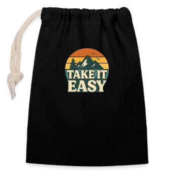 Take It Easy – Sunset Chill - Closable cotton gift bag (14x20cm) - black - Front