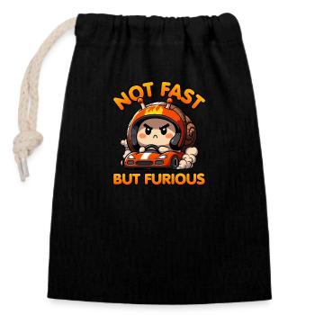 Not Fast But Furious – Kawaii Angry Snail Driving - Closable cotton gift bag (14x20cm) - black - Front