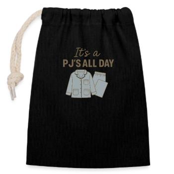 PJ’S All Day – Faulenzen im Pyjama - Verschließbarer Geschenkbeutel aus Baumwolle (14x20cm) - Schwarz - Vorne