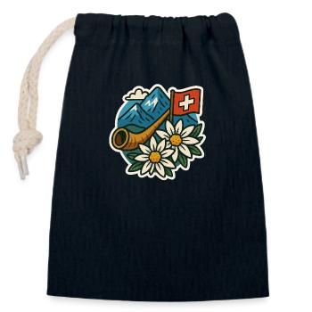 Swiss tradition - Closable cotton gift bag (14x20cm) - navy - Front
