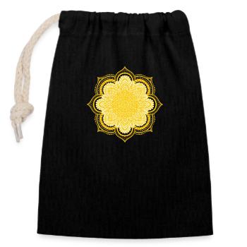 Mandala Gelb Sonne - Verschließbarer Geschenkbeutel aus Baumwolle (14x20cm) - Schwarz - Vorne