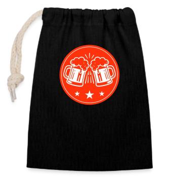 Beer Party Icon - Closable cotton gift bag (14x20cm) - black - Front