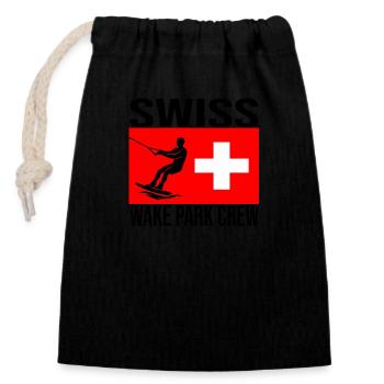 Swiss Wake Crew Wakeboard Shirt - Closable cotton gift bag (14x20cm) - black - Front