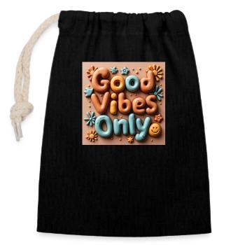 Des ondes positives Un quotidien rayonnant - Sac cadeau en coton avec cordon (14 x 20 cm) - noir - Devant