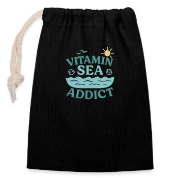 Vitamin Sea Addict - Verschließbarer Geschenkbeutel aus Baumwolle (14x20cm) - Schwarz - Vorne