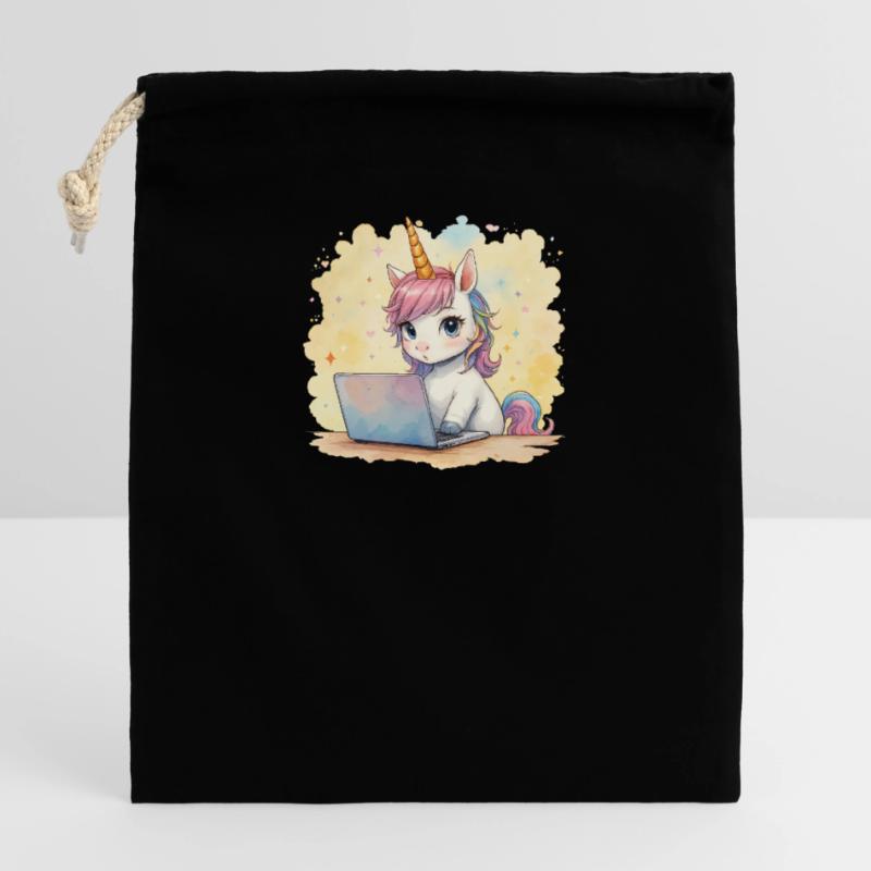 programming unicorn Closable cotton gift bag (14x20cm)