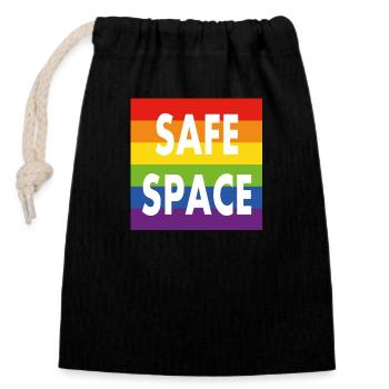 Pride Allyship Safe Space Ally Rainbow Flag - Closable cotton gift bag (14x20cm) - black - Front