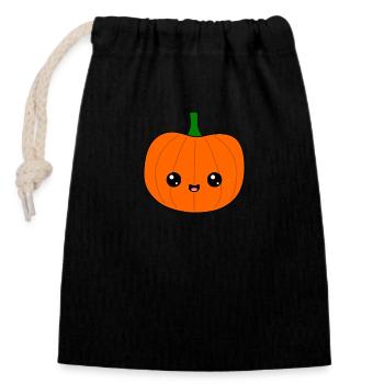 Citrouille mignonne - Sac cadeau en coton avec cordon (14 x 20 cm) - noir - Devant